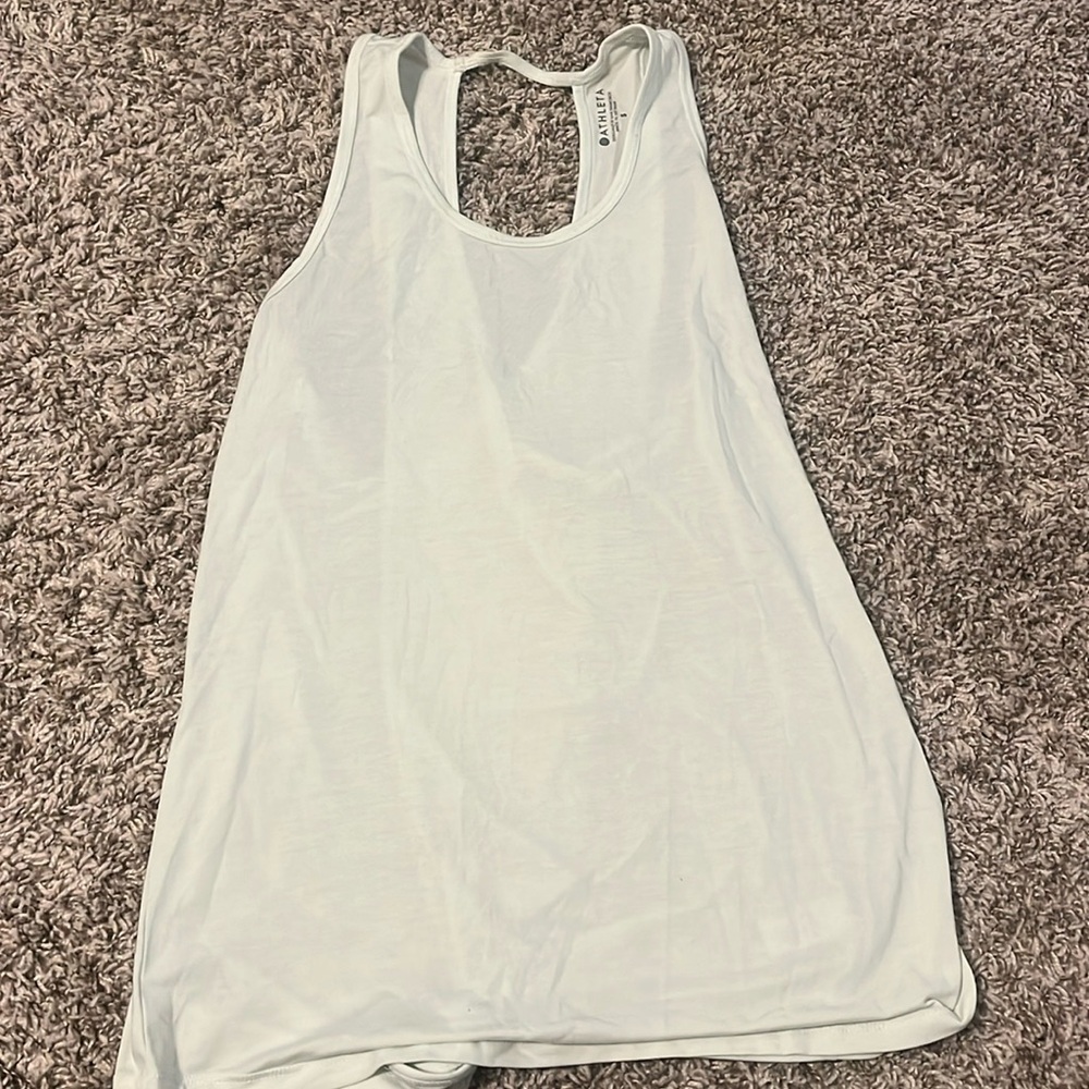 Athleta ice blue open tie back work out tank size small, gently worn